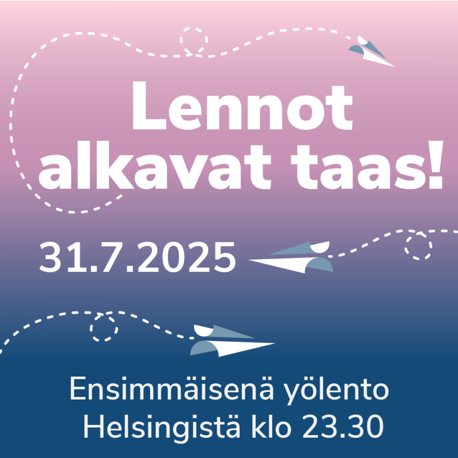 Lennot alkavat syksy 2025